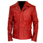 Fight Club Red Real Sheepskin Leather Jacket For Men