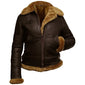 B3 Hooded Bomber Faux Shearling Sheepskin Leather Jackets for Women