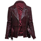 Retro Cafe Racer Brando Distressed Burgundy Biker Lambskin Leather Jacket For Women