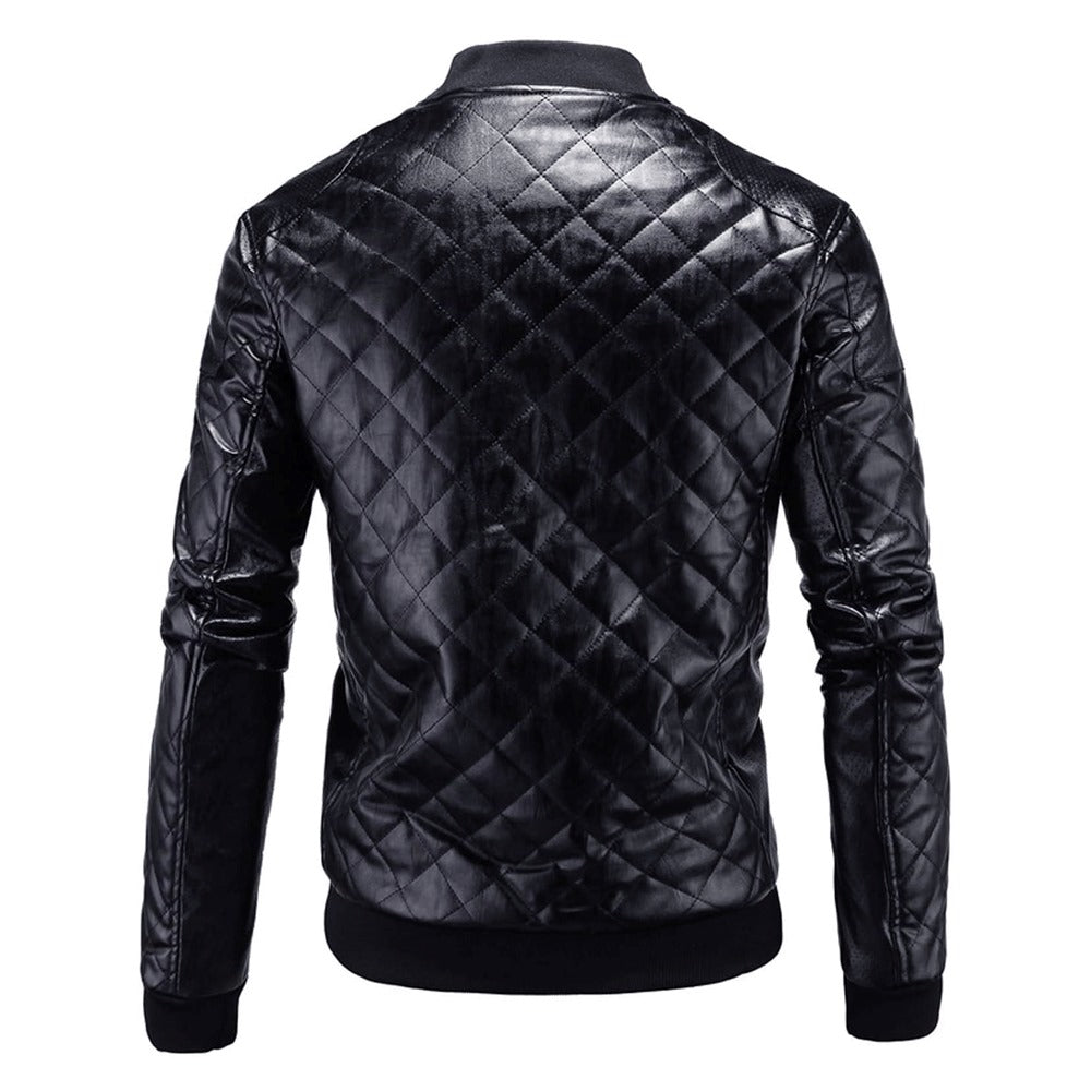 Trendy Black Bomber Genuine Sheepskin Biker Style Leather Jacket for Men