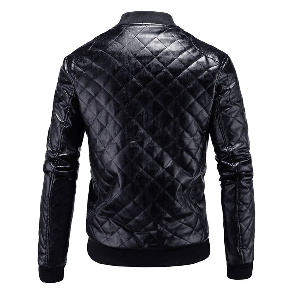 Trendy Black Bomber Genuine Sheepskin Biker Style Leather Jacket for Men