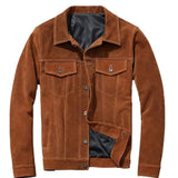 Brown Vintage Bike-Rider Genuine Suede Leather Jacket  for Men