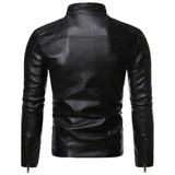 Black Moto-Biker Slim-fit Pure Sheepskin Leather Jacket For Men