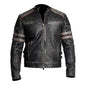 Vintage Cafe Racer Black Distressed Retro Leather Jacket for Men