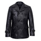 Vintage Black German Classic WW2 Officer Lambskin Leather Coat For Men