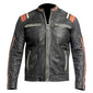Vintage Distressed Black Café Racer Lambskin Leather Jacket For Men