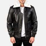 A2 Aviator White Faux Fur Shearling Genuine Sheepskin Leather Jacket For Men