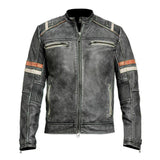 Vintage Black Café Racer Lambskin Leather Jacket For Men
