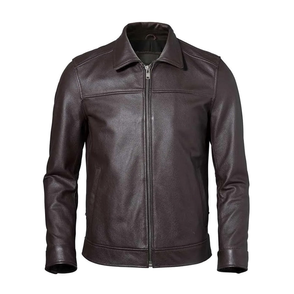 Café Racer Brown Slim fit Motorcycle Premium Lambskin Leather Jacket For Men
