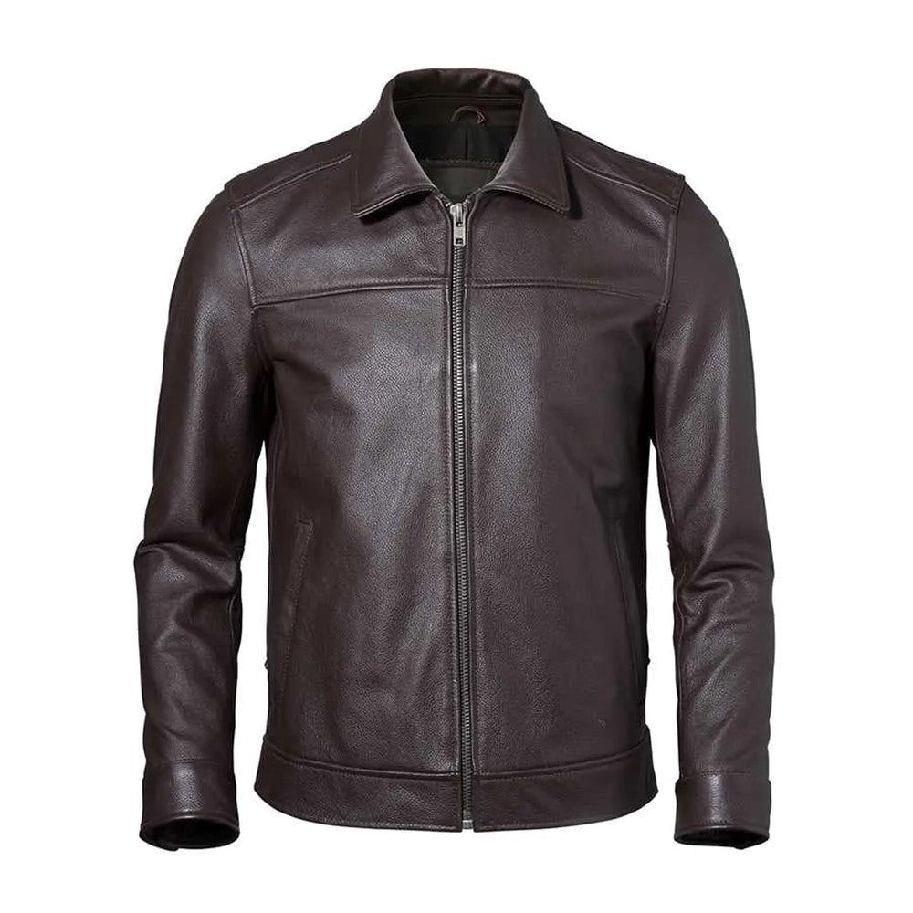 Café Racer Brown Slim fit Motorcycle Premium Lambskin Leather Jacket For Men