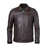 Café Racer Brown Slim fit Motorcycle Premium Lambskin Leather Jacket For Men