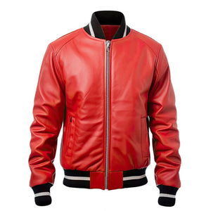 Vintage Racer Red Lyla Bomber Genuine Cowhide Leather Jacket For Women
