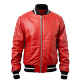 Vintage Racer Red Lyla Bomber Genuine Cowhide Leather Jacket For Women
