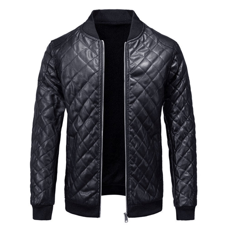 Trendy Black Bomber Genuine Sheepskin Biker Style Leather Jacket for Men