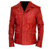 Fight Club Red Real Sheepskin Leather Jacket For Men
