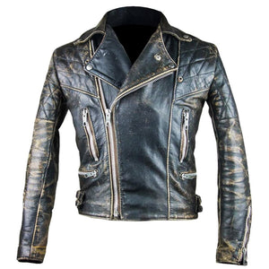 Distressed Brown Vintage Style Cafe Racer Genuine Leather Jacket for Men