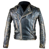 Distressed Brown Vintage Style Cafe Racer Genuine Leather Jacket for Men