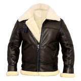 Vintage Faux Fur Genuine Sheepskin Leather Jacket for Men