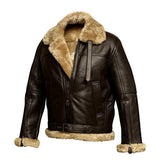 B3 Bomber Brown Faux Fur Shearling Sheepskin Leather Jackets for Men