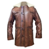 Aviator B3 Brown Faux Shearling Bomber Genuine Sheepskin Leather Coat For Men