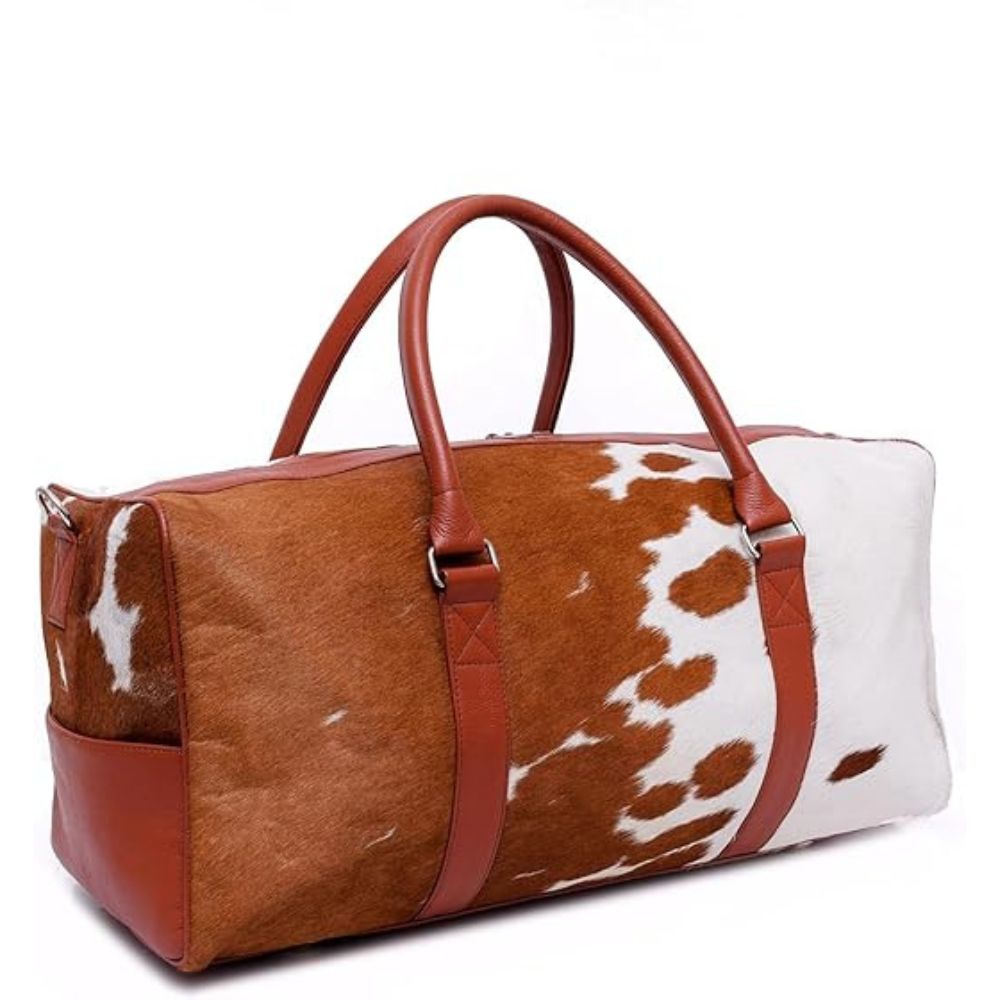 Hair On Cowhide Genuine Leather Duffel Bag For Men And Women