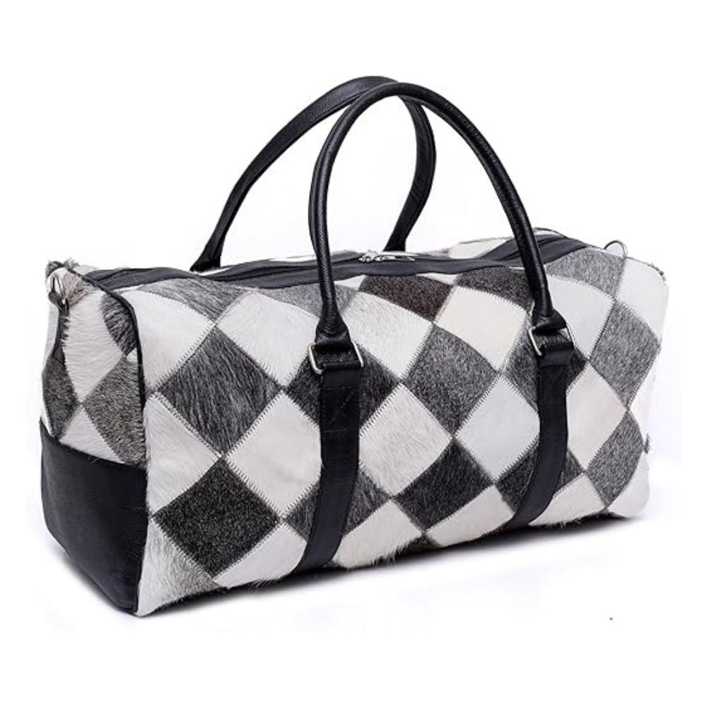 Hair On Cowhide Genuine Leather Duffel Bag For Men And Women