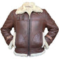 RAF Aviator White Fur Shearling Brown Premium Lambskin Leather Bomber Jacket for Men