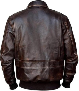 A2 Aviator Distressed  Cowhide Brown Bomber Genuine Leather Jacket For Men