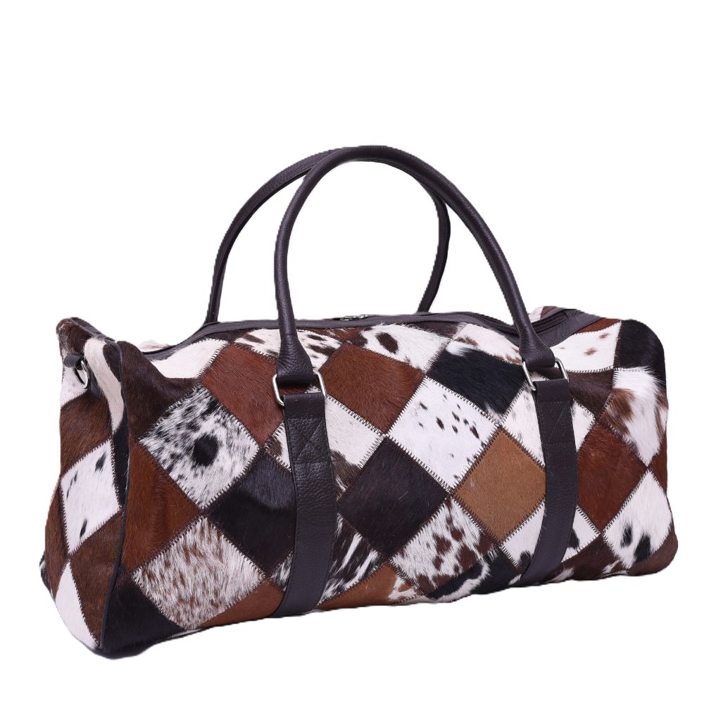 Multipatch Design - Hair On Cowhide Genuine Leather Duffel Bag