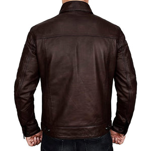 Trucker Vintage Style Real Lambskin Leather Jacket for Men
