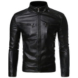 Black Moto-Biker Slim-fit Pure Sheepskin Leather Jacket For Men