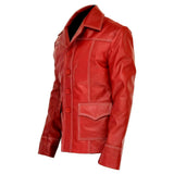 Fight Club Red Real Sheepskin Leather Jacket For Men