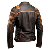 Rust Brown Café Racer Genuine Sheepskin Leather Jacket for Men