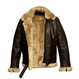 B3 Bomber Brown Faux Fur Shearling Sheepskin Leather Jackets for Men