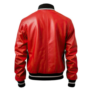 Vintage Racer Red Lyla Bomber Genuine Cowhide Leather Jacket For Women