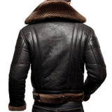 Black Aviator B3 Bomber Faux Fur Genuine Cowhide Leather Jacket for Men