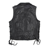 Vintage Retro Black Motorcycle Genuine Cowhide Leather Vest for Men