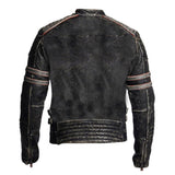 Vintage Cafe Racer Black Distressed Retro Leather Jacket for Men