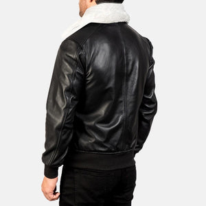 A2 Aviator White Faux Fur Shearling Genuine Sheepskin Leather Jacket For Men