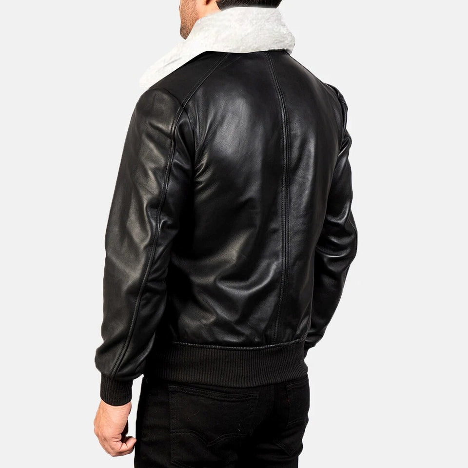 A2 Aviator White Faux Fur Shearling Genuine Sheepskin Leather Jacket For Men