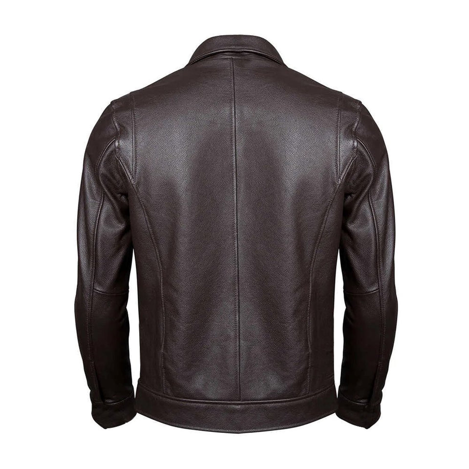 Café Racer Brown Slim fit Motorcycle Premium Lambskin Leather Jacket For Men