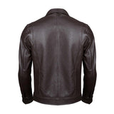 Café Racer Brown Slim fit Motorcycle Premium Lambskin Leather Jacket For Men