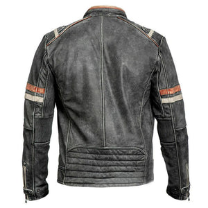 Vintage Black Café Racer Lambskin Leather Jacket For Men