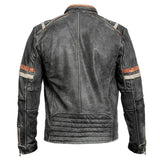 Vintage Black Café Racer Lambskin Leather Jacket For Men