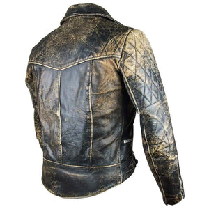 Distressed Brown Vintage Style Cafe Racer Genuine Leather Jacket for Men