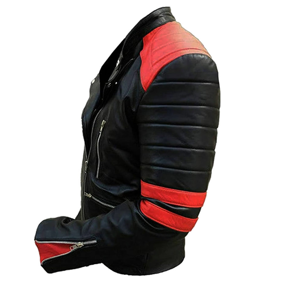 Classic Black Rider Quilted Brando Genuine Leather Jacket  for Men