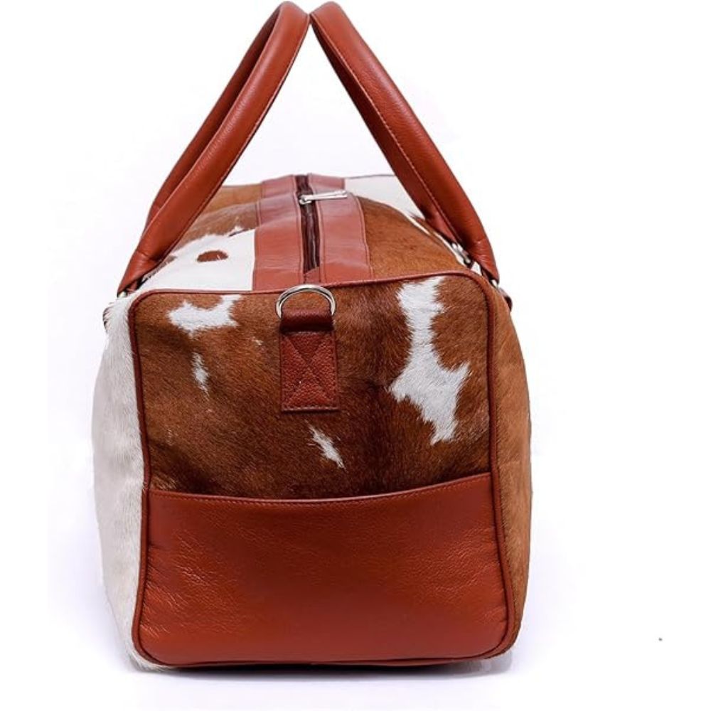 Hair On Cowhide Genuine Leather Duffel Bag For Men And Women