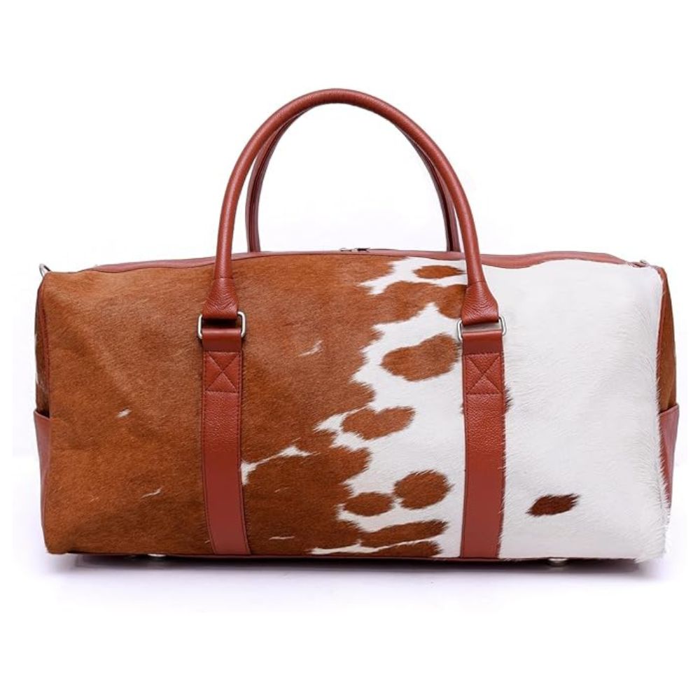 Hair On Cowhide Genuine Leather Duffel Bag For Men And Women