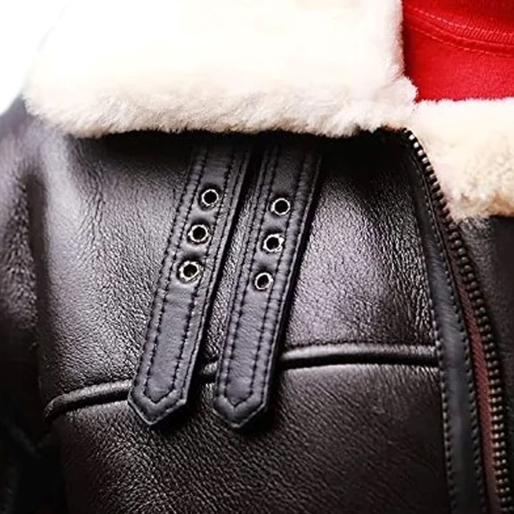Vintage Faux Fur Genuine Sheepskin Leather Jacket for Men
