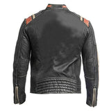 Vintage Distressed Black Café Racer Lambskin Leather Jacket For Men